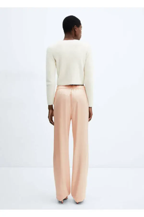 Beli lastikli saten pantolon - 4