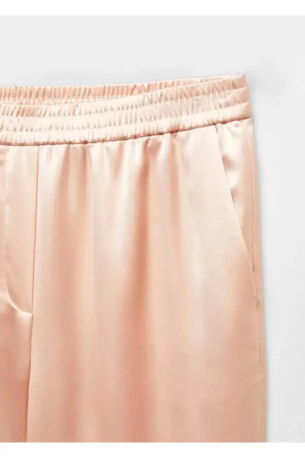 Beli lastikli saten pantolon - 6