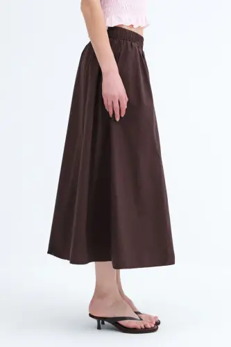 Beli Lastikli Uzun Etek E13751-L3-Acı Kahve - 4