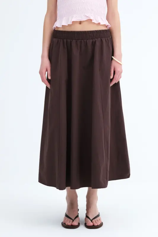 Beli Lastikli Uzun Etek E13751-L3-Acı Kahve - 5