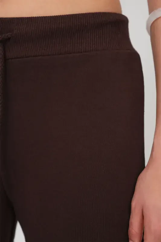 Beli Lastikli Wide Leg Eşofman EŞF10308-P10-Acı Kahve - 3