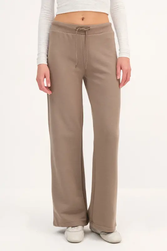 Beli Lastikli Wide Leg Eşofman EŞF10308-P10-Kum - 2