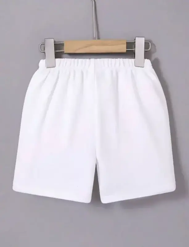 Beli rezinkali bosma mini short - Oq - 2