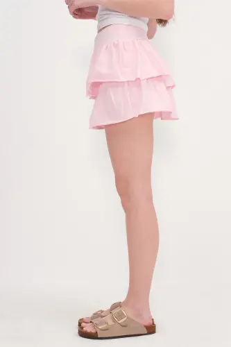 Beli rezinkali burmali mini yubka E1555-K3-Lotus - 4