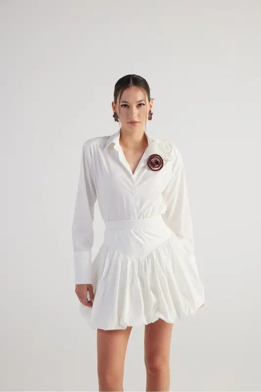 Beli rezinkali mini balon Lexi yubka oq - 5