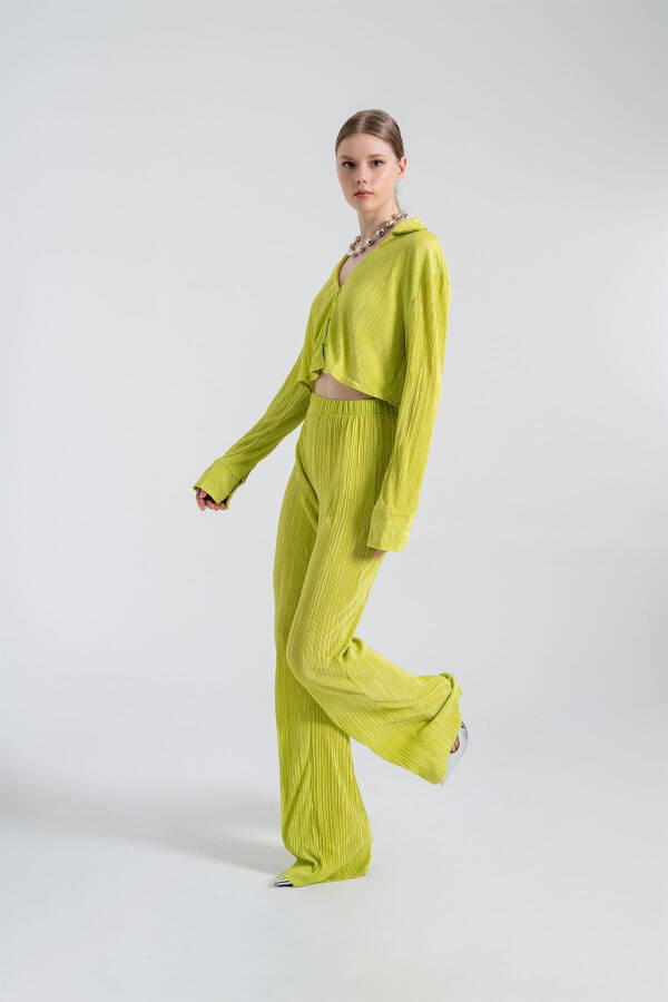 Beli rezinkali moslashuvchan qulay shim yashil - 3