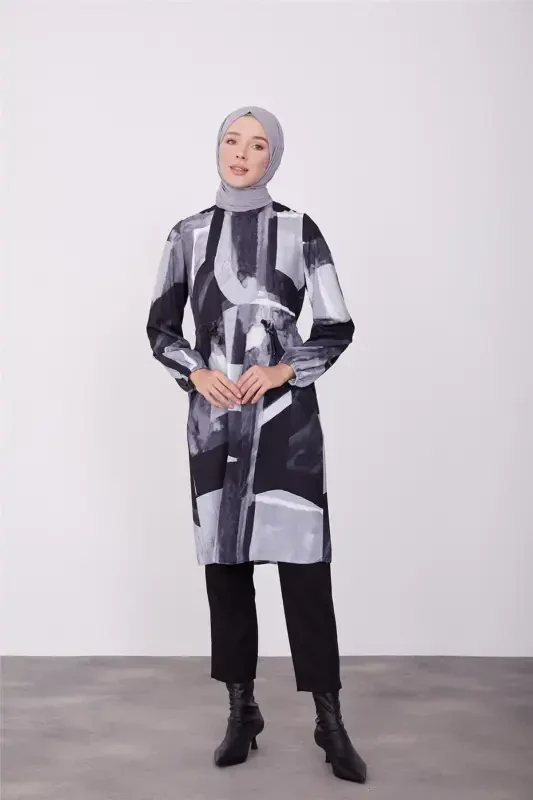 Бели Тюннелли Айарланабилен Туник 23k4723 Сиях-Сиях - 2