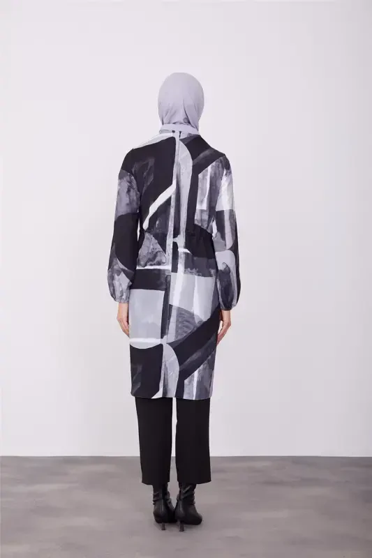 Бели Тюннелли Айарланабилен Туник 23k4723 Сиях-Сиях - 5