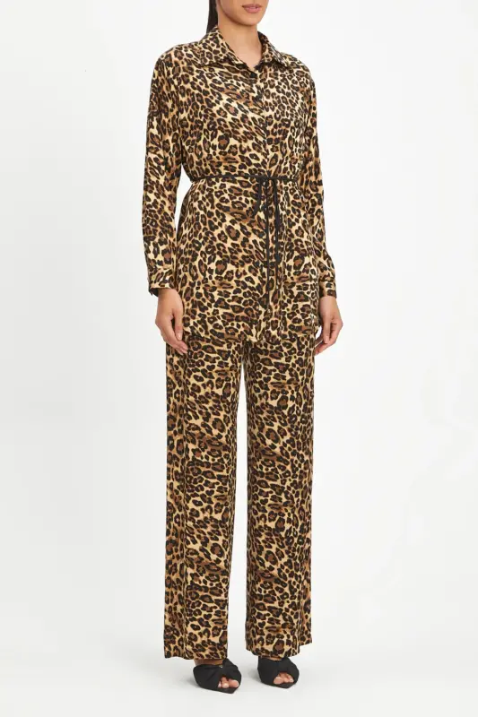 Beliga bog'langan leopard naqshli elkama aksessuarli, tuya rangi 40397 - 1