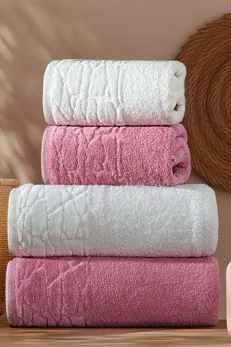 Belina 4'lü Banyo Havlu Seti Hamam Takımı 100% Pamuk - 3