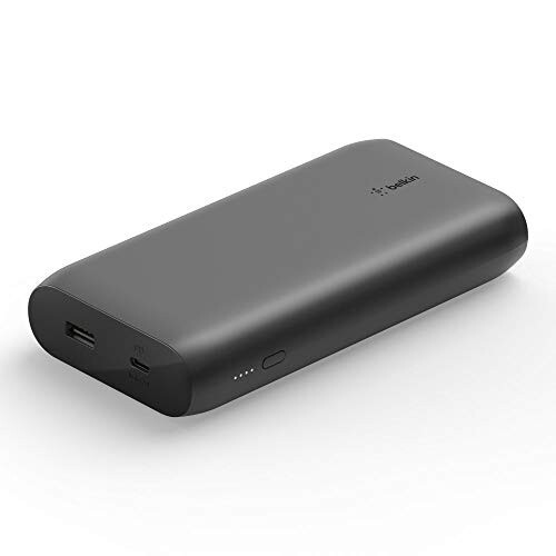 Belkin BoostCharge USB-C PD 20 000 mAh Power Bank, Ko'chma iPhone zaryadlovchi qurilmasi, Apple iPhone, iPad Pro, Samsung Galaxy va boshqa qurilmalar uchun batareya zaryadlovchi qurilmasi, USB-C kabeli bilan - Qora - 1