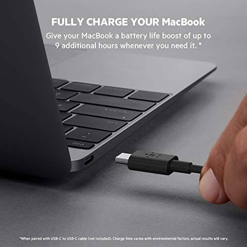 Belkin BoostCharge USB-C PD 20 000 mAh Power Bank, Ko'chma iPhone zaryadlovchi qurilmasi, Apple iPhone, iPad Pro, Samsung Galaxy va boshqa qurilmalar uchun batareya zaryadlovchi qurilmasi, USB-C kabeli bilan - Qora - 4