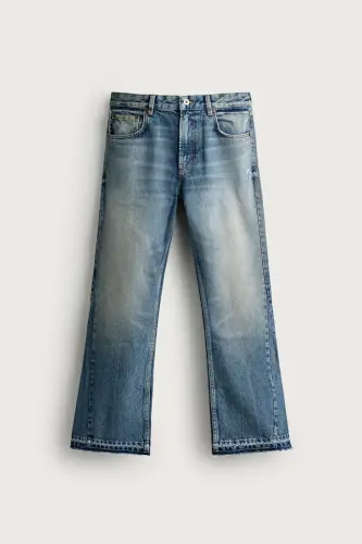BELL BOTTOM JEANS-DULL BLUE 