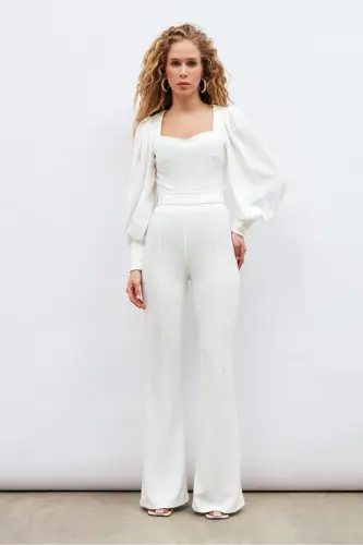 Bell Bottom Pants - Ecru-ECRU - SATEEN (1)
