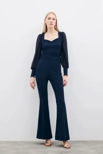 Bell-Bottom Pants - Navy Blue-NAVY BLUE 