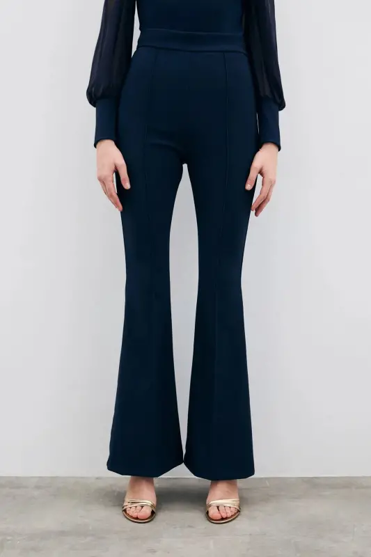 Bell-Bottom Pants - Navy Blue-NAVY BLUE - 4