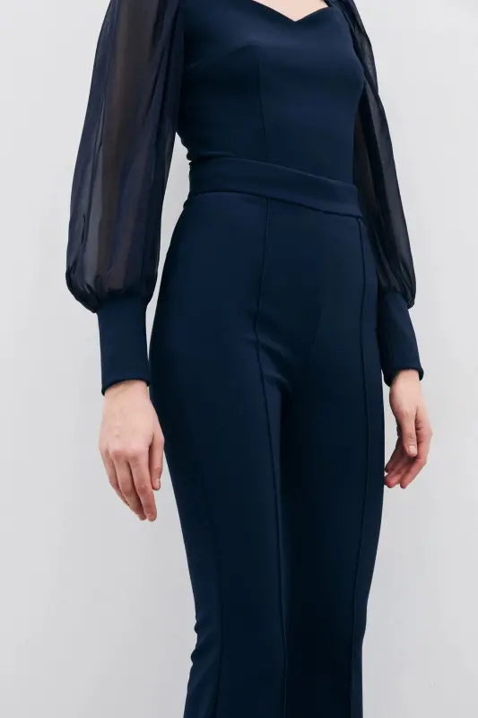 Bell-Bottom Pants - Navy Blue-NAVY BLUE - 5