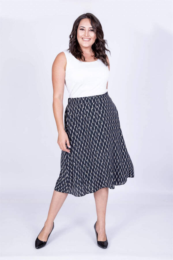 Bell Skirt with Elastic Back Waistband - 1