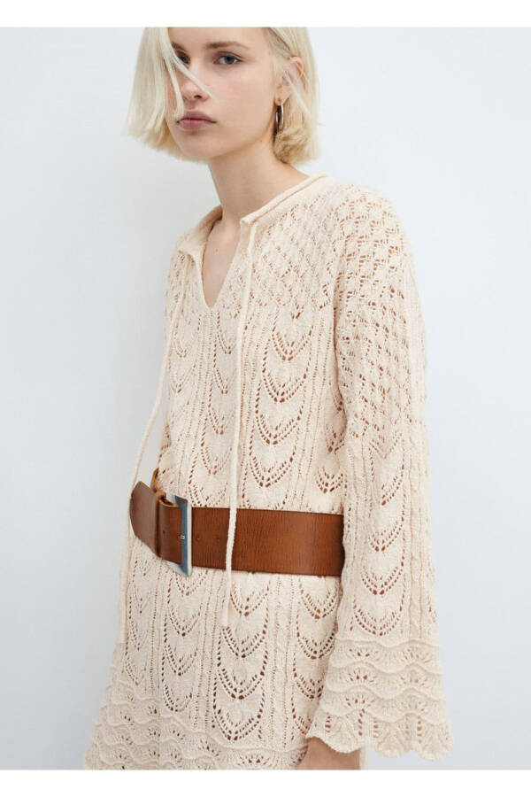 Bell sleeve crochet dress - 1