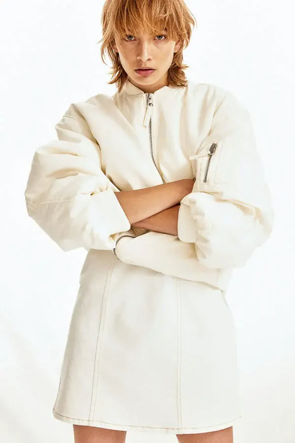 Bell-sleeved gabardine dress - 2