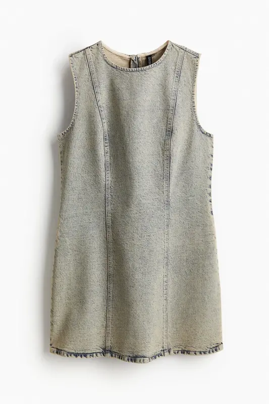 Bell-sleeved gabardine dress - 1