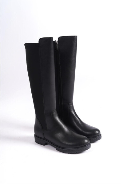 Bella Black Neoprene Knee-High Boots - BENİM O AYAKKABI