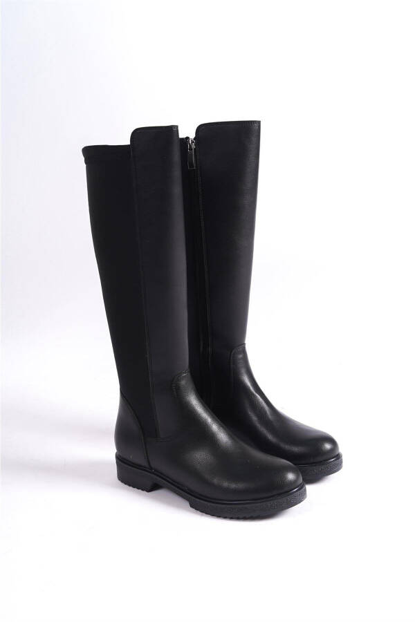 Bella Black Neoprene Knee-High Boots - 1