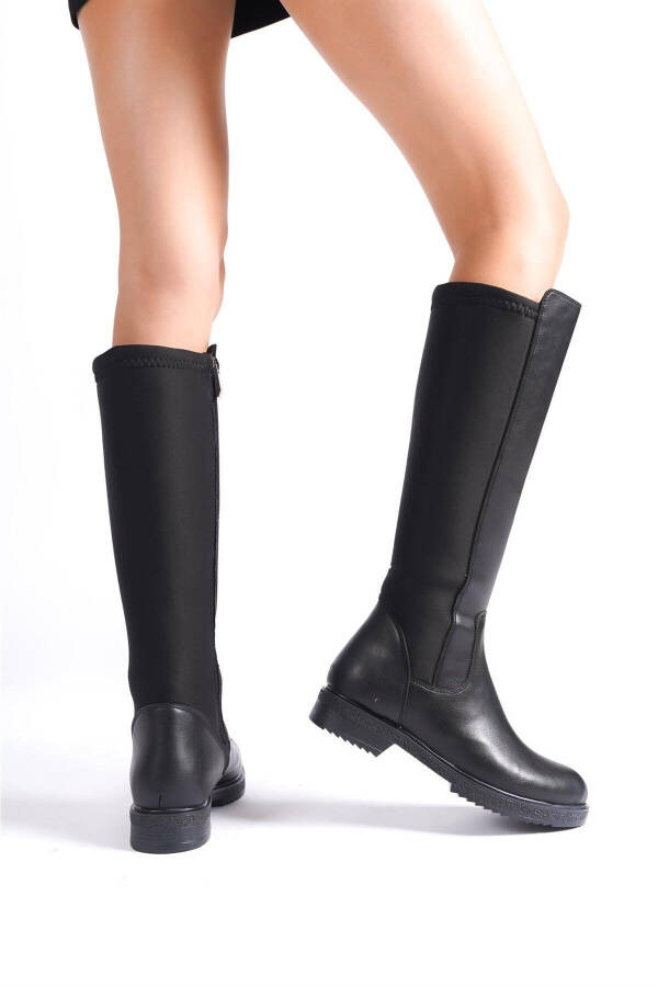 Bella Black Neoprene Knee-High Boots - 2