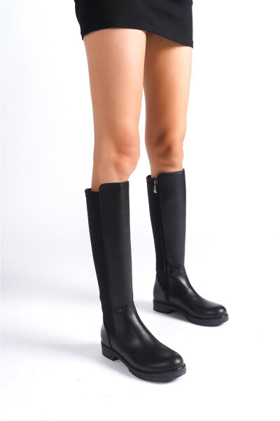 Bella Black Neoprene Knee-High Boots - 3