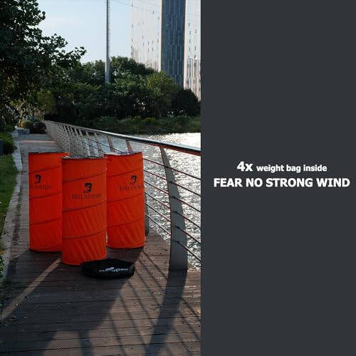 BELLAVENIR Outdoor Pop-up Defenders Football Basketball Soccer 3-Pack Dummies Portable Training Equipment Upgraded Spring Coil,Orange - 5