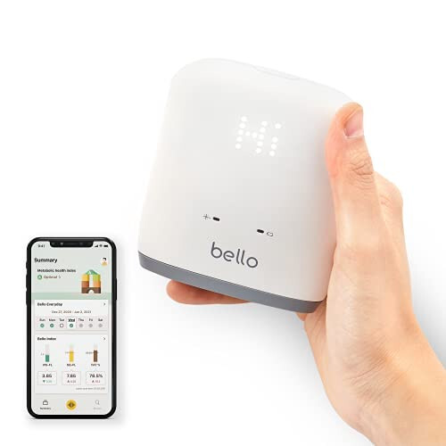 Bello - Akıllı Uygulama ile Karın Yağı Yönetim Cihazı - El Tipi Vücut Yağı Tarayıcı ve Metabolizma İzleyici - Güvenilir Bluetooth Karın Yağı Ölçüm Aracı - Apple Health ve Google Fit ile Uyumlu - 1