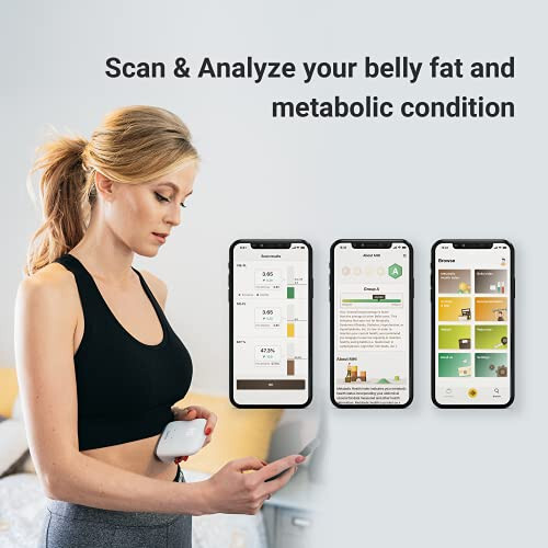 Bello - Akıllı Uygulama ile Karın Yağı Yönetim Cihazı - El Tipi Vücut Yağı Tarayıcı ve Metabolizma İzleyici - Güvenilir Bluetooth Karın Yağı Ölçüm Aracı - Apple Health ve Google Fit ile Uyumlu - 2