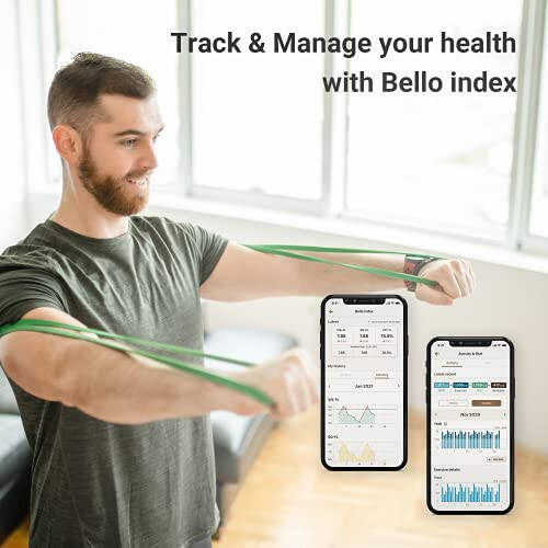 Bello - Aqlli ilova bilan qorin yog'i boshqarish qurilmasi - qo'l bilan ishlatiladigan tana yog'i skaneri va metabolizm kuzatuvchisi - ishonchli Bluetooth qorin yog'i o'lchash vositasi - Apple Health va Google Fit bilan mos keladi - 3