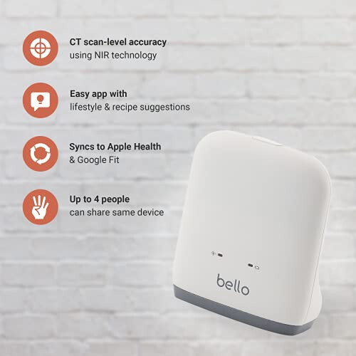 Bello - Belly Fat Management Device with Smart App - Handheld Body Fat Scanner and Metabolism Tracker - Reliable Bluetooth Belly Fat Measurement Tool - Compatible with Apple Health and Google Fit - 6