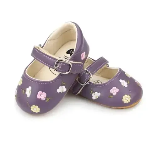 Bellocasa Baby Mary Jane Flats for Girls with Bowknot Cotton Anti Skid Sole Infant First Walker Princess Dress Crib Wedding Shoes - 4