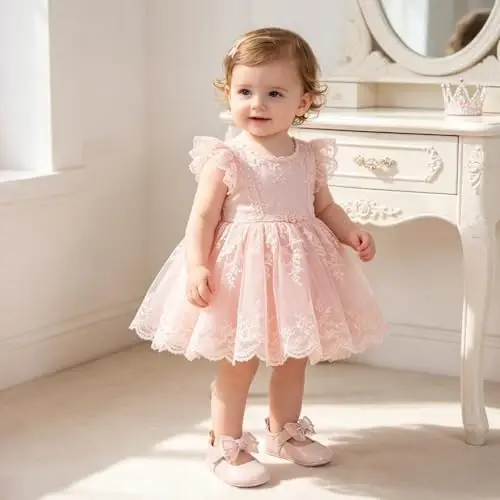 Bellocasa Baby Mary Jane Kizlar uchun Bantli Paxtali Sirpanishga qarshi Taglikli Chaqaloq Birinchi Qadam Malika Libosi Beshik va To'y Poyabzallari - 2