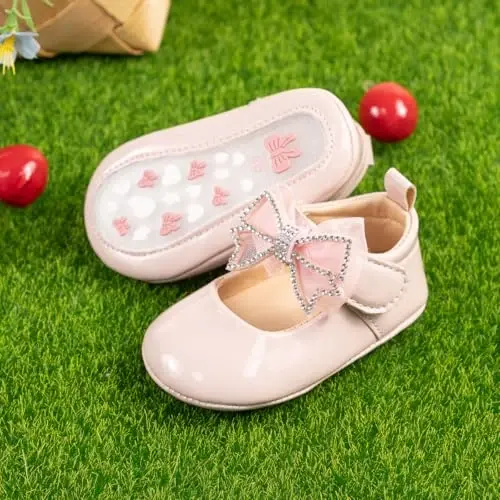 Bellocasa Baby Mary Jane Kizlar uchun Bantli Paxtali Sirpanishga qarshi Taglikli Chaqaloq Birinchi Qadam Malika Libosi Beshik va To'y Poyabzallari - 5