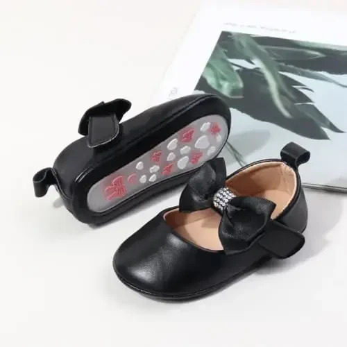 Bellocasa Baby Mary Jane Qizlar uchun Bowknot Paxta Anti Skid Sole Chaqaloq Birinchi Walker Princess Liboslar Beshik To'y Poyabzallari bilan - 4