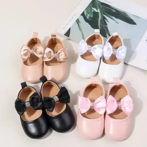 Bellocasa Baby Mary Jane Qizlar uchun Bowknot Paxta Anti Skid Sole Chaqaloq Birinchi Walker Princess Liboslar Beshik To'y Poyabzallari bilan - 6