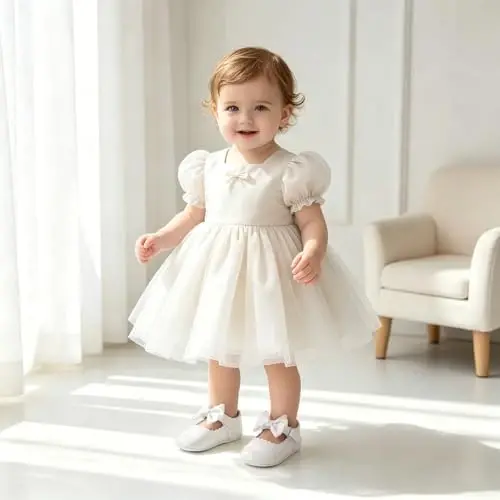 Bellocasa Baby Mary Jane Qizlar uchun chiroyli bantli, paxtali sirpanmaydigan taglikli go‘daklar uchun birinchi yurish malika libosi to‘y tufli - 2