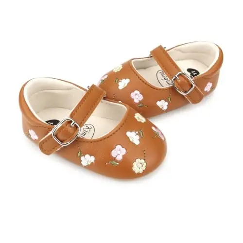 Bellocasa Baby Mary Jane Flats for Girls with Bowknot Cotton Anti Skid Sole Infant First Walker Princess Dress Crib Wedding Shoes - 4