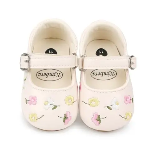 Bellocasa Baby Mary Jane Flats for Girls with Bowknot Cotton Anti Skid Sole Infant First Walker Princess Dress Crib Wedding Shoes - 4