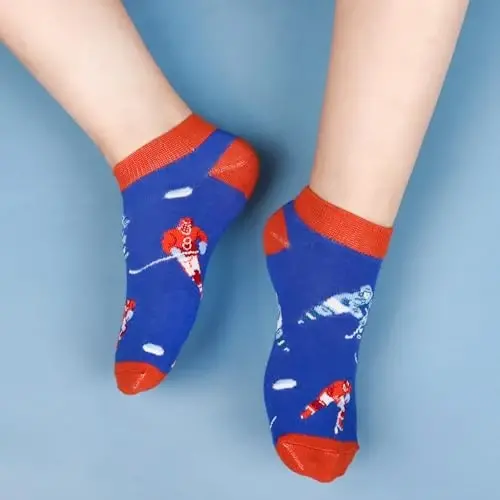 Belloxis Funny Athletic Socks 5 Pcs, Multi-Sport Design (Basketball, Baseball, Soccer, Hockey), Crew Socks for Boys Girl - 4