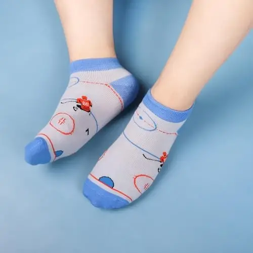 Belloxis Funny Athletic Socks 5 Pcs, Multi-Sport Design (Basketball, Baseball, Soccer, Hockey), Crew Socks for Boys Girl - 5