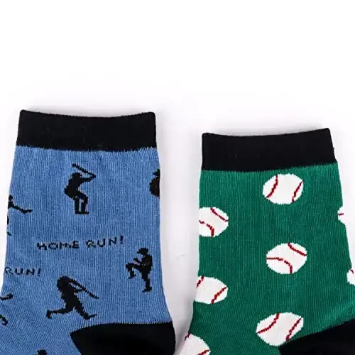Belloxis Funny Athletic Socks 5 Pcs, Multi-Sport Design (Basketball, Baseball, Soccer, Hockey), Crew Socks for Boys Girl - 6