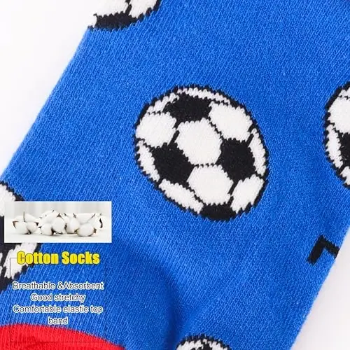 Belloxis Funny Athletic Socks 5 Pcs, Multi-Sport Design (Basketball, Baseball, Soccer, Hockey), Crew Socks for Boys Girl - 4