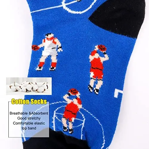 Belloxis Funny Athletic Socks 5 Pcs, Multi-Sport Design (Basketball, Baseball, Soccer, Hockey), Crew Socks for Boys Girl - 3