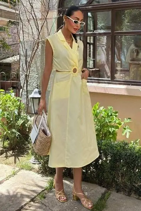Belly Ring Detailed Midi Dress 2896 - 6