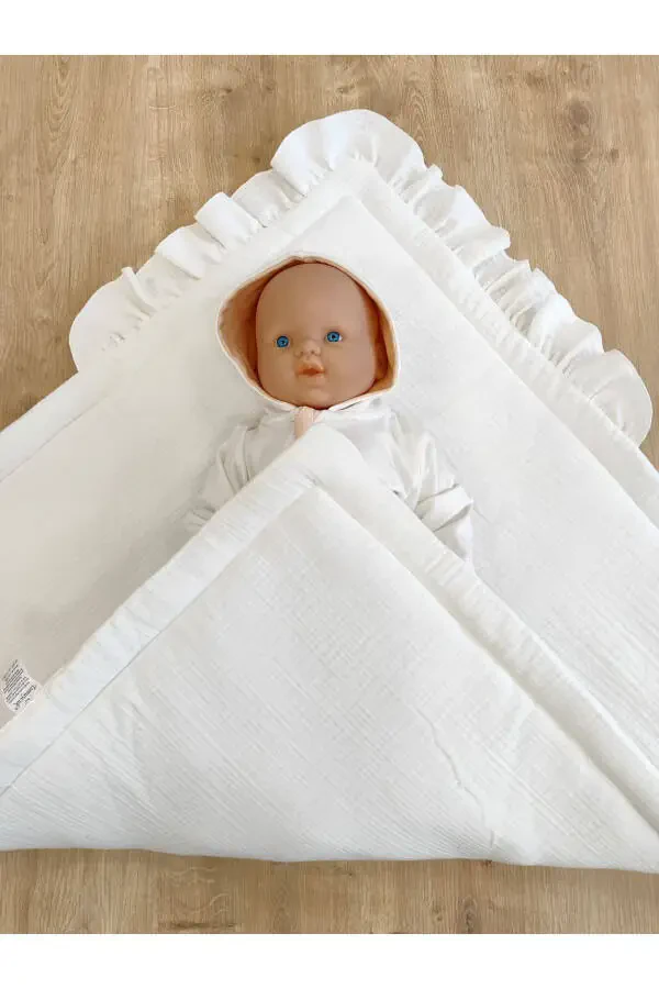 Белое 4-слойное муслиновое детское одеяло из 100% хлопка натуральное органическое одеяло для сна выписка из больницы новорожденный - 3