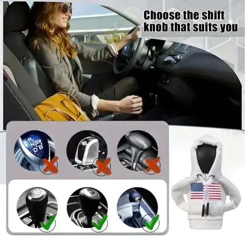 BELOMI Ameican Flag Car Gear Shift Hoodie, Sweater Vehicle Gearshift Protector, Patriotic Automotive Interior Shifter Stick Cover Decoration Accessories, Universal for SUV, Sedan, Truck (Orange, 2PCS) - 4